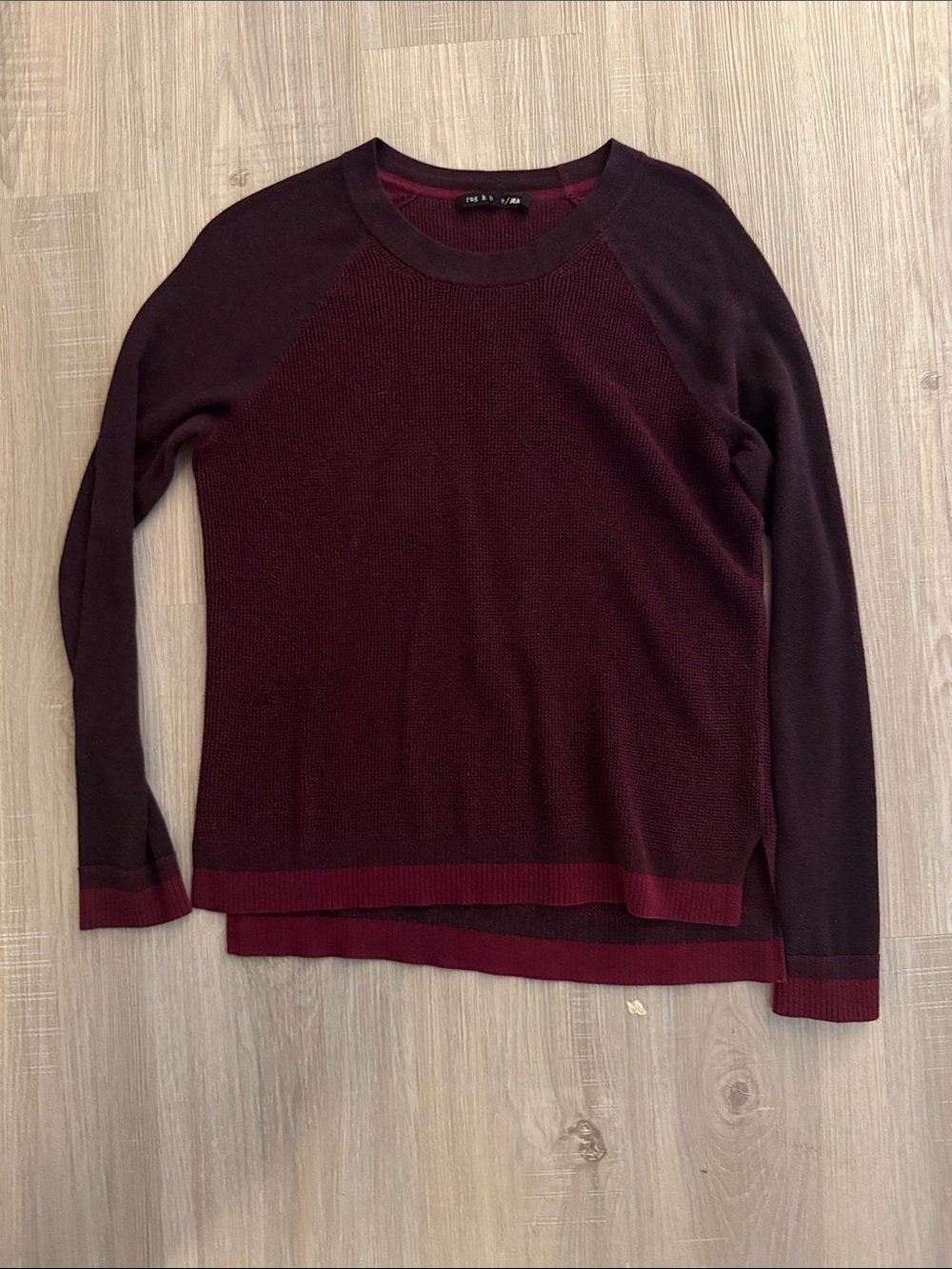 rag & bone Two-Tone Burgundy Crewneck Sweater